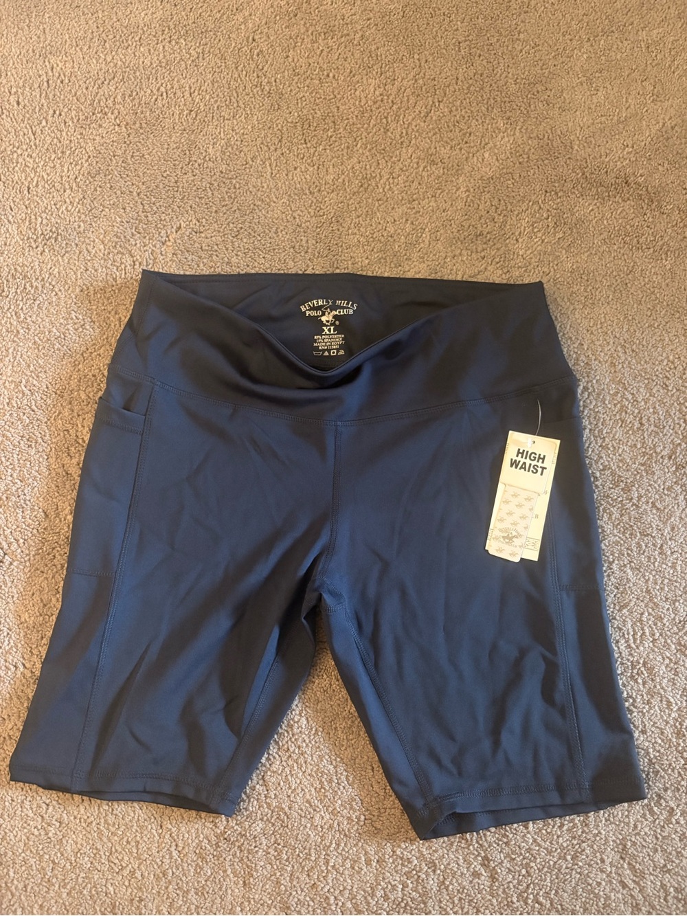Beverly Hills Polo Club Women's High-Waist Bike Shorts — Navy Blue